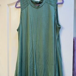 Lane Bryant Sage Green Smocked Shoulder Sleeveless Tank